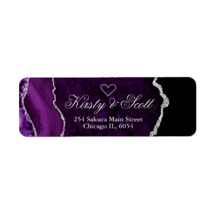 Modern Purple & Silver Faux Glitter Agate Wedding