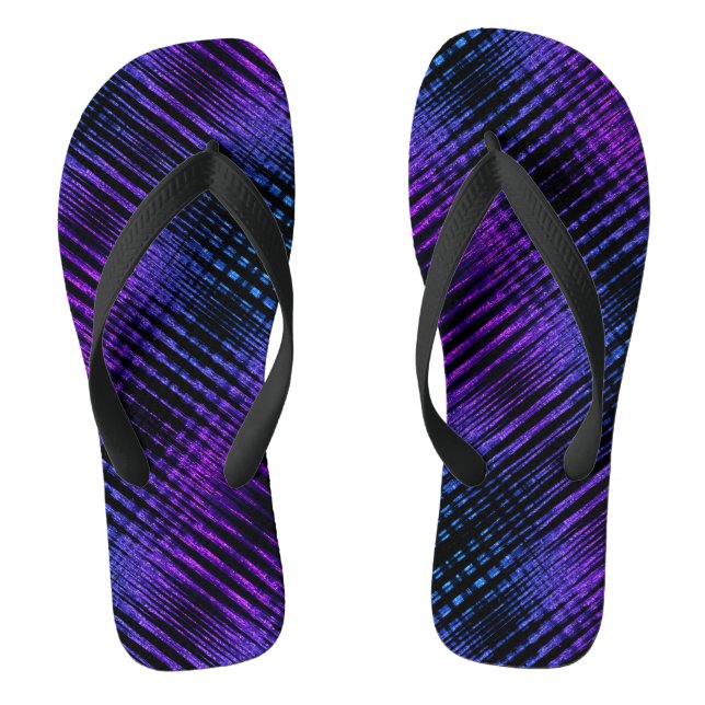 Modern Purple Sine Waves Pattern Flip Flops (Footbed)
