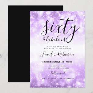 Modern Purple Sixty & Fabulous 60th Birthday Invitation