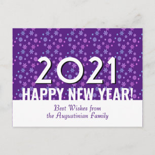 Modern Purple   Snowflakes   Happy New Year   2021 Postcard