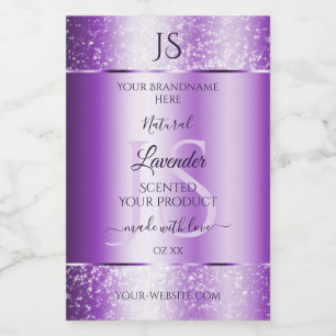 Modern Purple Soft Glitter Product Labels Monogram
