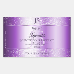 Modern Purple Soft Glitter Product Labels Monogram