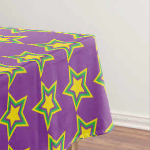 Modern Purple Stars Mardi Gras Pattern Tablecloth