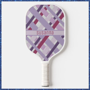 Modern Purple Striped Pattern Pickleball Paddle