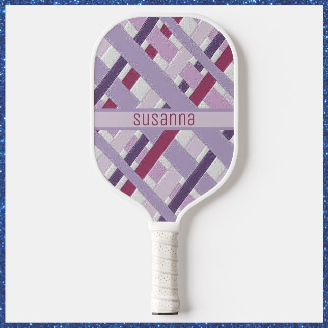 Modern Purple Striped Pattern Pickleball Paddle (Creator Uploaded)