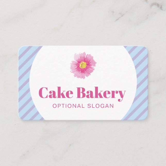Modern Purple Stripes Bakery Business Card (Front)