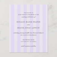 Modern Purple Stripes Budget Wedding Invite