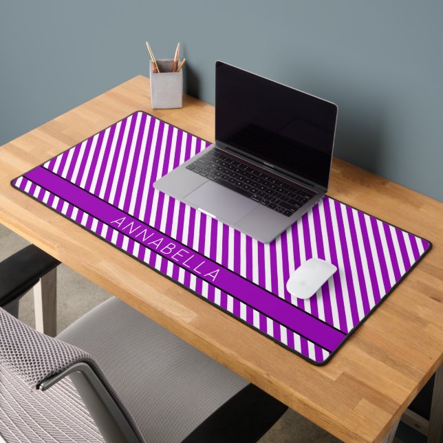 Modern Purple Stripes Desk Mat (Office 2)