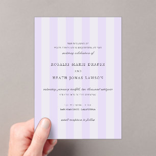 Modern Purple Stripes Elegant Wedding Acrylic Invitations