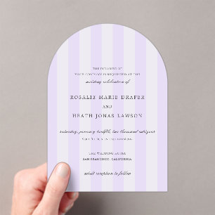 Modern Purple Stripes Elegant Wedding Acrylic Invitations