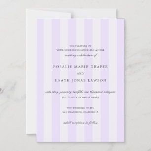Modern Purple Stripes Elegant Wedding Magnetic Invitation