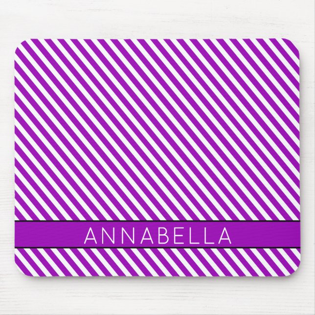 Modern Purple Stripes Mouse Mat (Front)