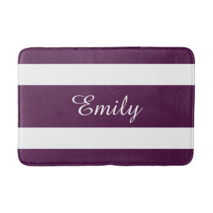 Modern Purple Stripes Pattern Bath Mat