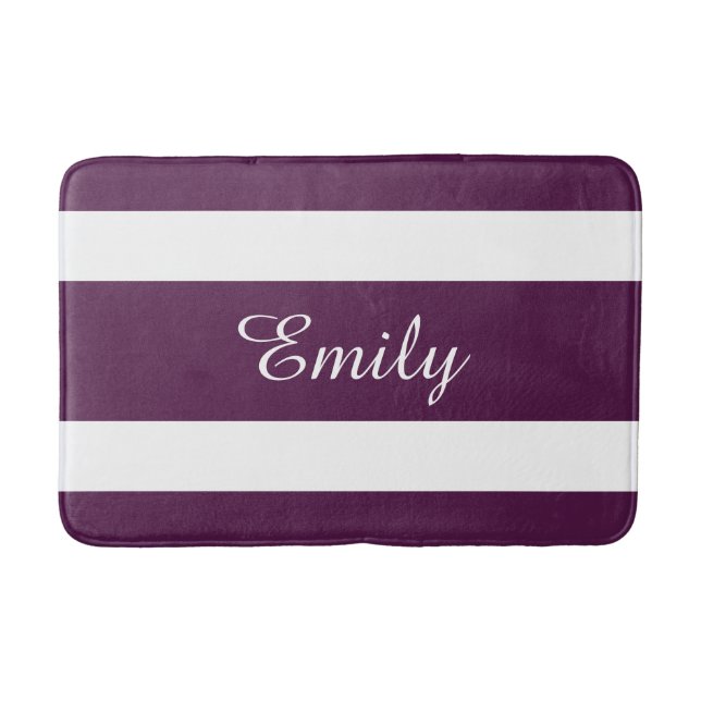 Modern Purple Stripes Pattern Bath Mat (Front)
