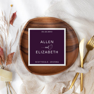 Modern Purple Stylish Personalised Wedding Napkin
