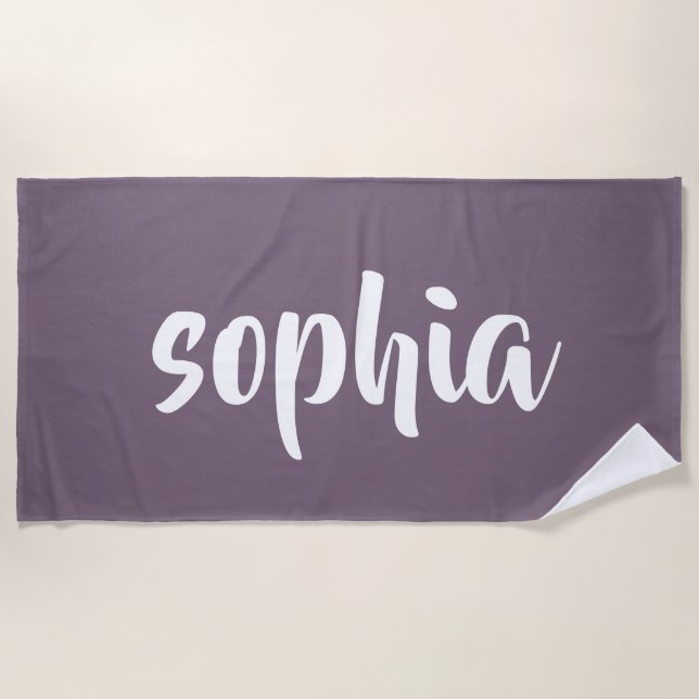 Modern Purple Summer Pool Monogrammed Name Beach Towel (Front)