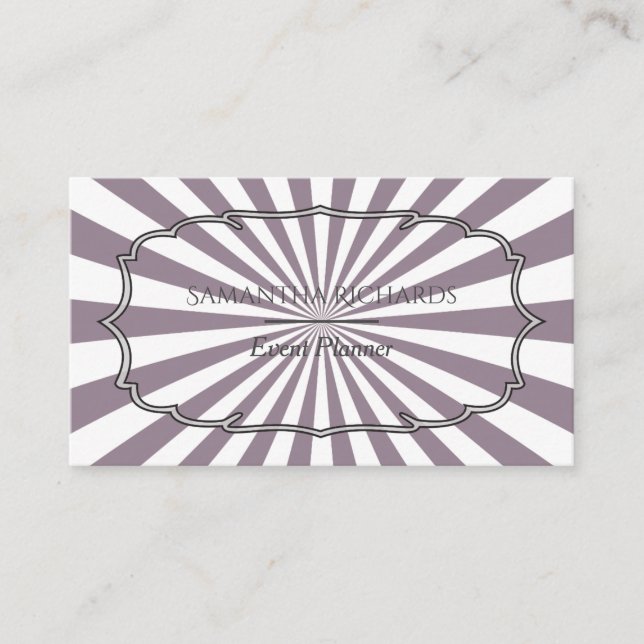 Modern Purple Sunbeam Striped Business Card (Front)