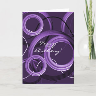 Modern Purple Swirls Birthday Card