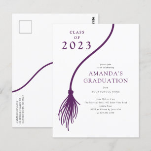 Modern Purple Tassel Graduation Party Postcard