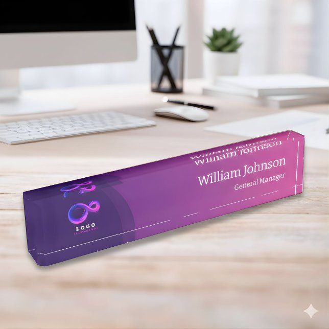 Modern Purple Technology Custom Logo  Nameplate (Creator Uploaded)