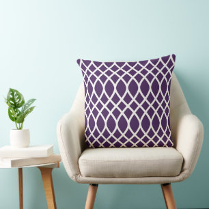 Modern Purple Trellis Framework Pattern Cushion