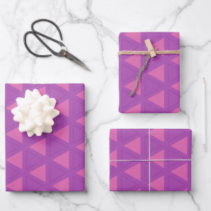 Modern Purple Triangle Pattern Wrapping Paper Sheet