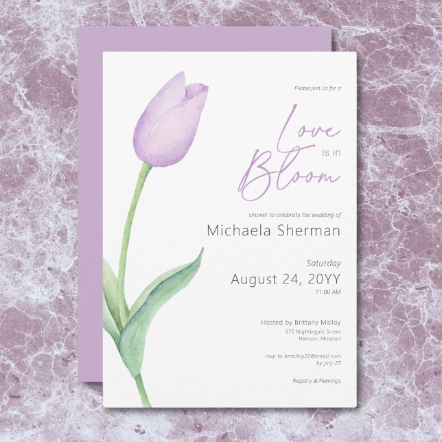 Modern Purple Tulip Love In Bloom Shower Invitation (Modern Purple Tulip Love In Bloom Shower Invitation)