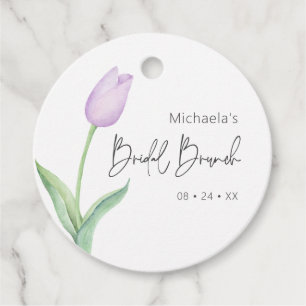 Modern Purple Tulip Solo Bridal Brunch Favour Tags