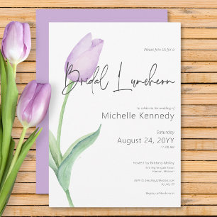 Modern Purple Tulip Solo Bridal Luncheon Invitation