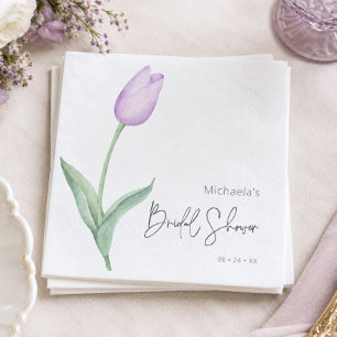 Modern Purple Tulip Solo Bridal Shower Luncheon Napkin