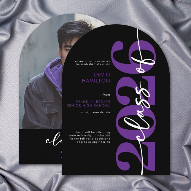 Modern Purple Typography Arch Grad Announcement (Modern Purple Typography Arch Grad Announcement)