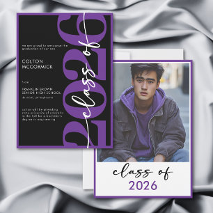 Modern Purple Typography Graduation Announcement