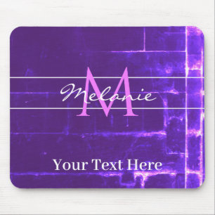 Modern Purple Violet Bricks Monogram Mouse Mat