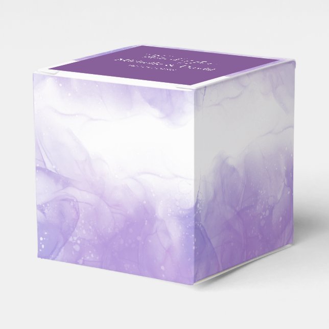 Modern Purple Violet Wedding Favour Box (Front Side)