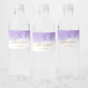 Modern Purple Violet Wedding Water Bottle Label