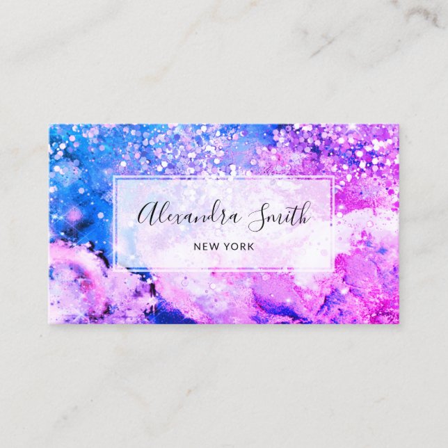 Modern Purple Watercolor Makeup Artist Abstract Business Card (Front)