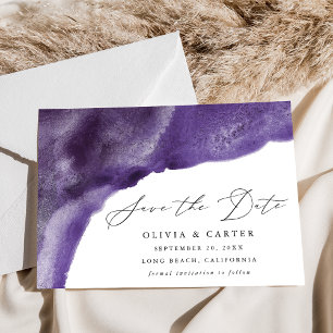 Modern Purple Watercolor Waves Save The Date