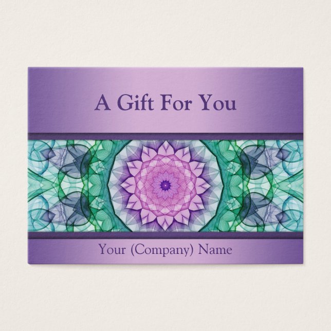 Modern purple waterlily mandala gift certificate (Front)