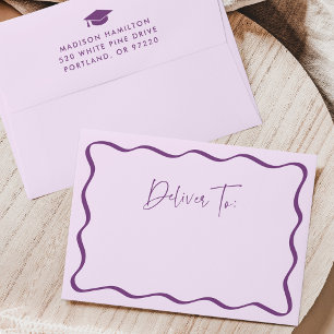 Modern Purple Wavy Frame Graduation Envelope