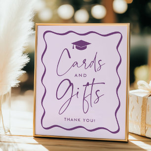 Modern Purple Wavy Graduation Cards and Gifts Poster