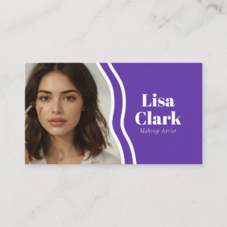 Modern Purple Wavy Line Chic Makeup Artist  Business Card