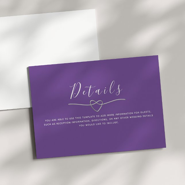 Modern Purple Wedding Details Card (Creator Uploaded)
