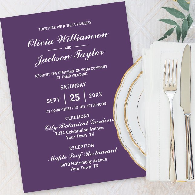 Modern Purple Wedding Invitation (Creator Uploaded)