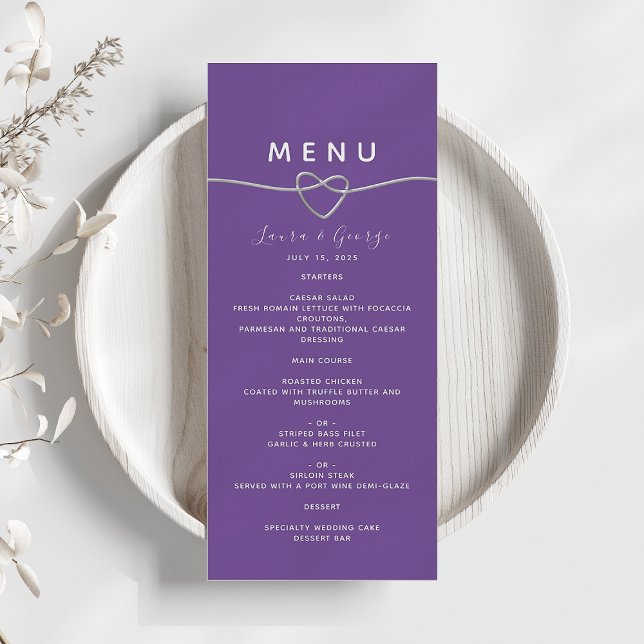 Modern Purple Wedding Menu Card (Creator Uploaded)