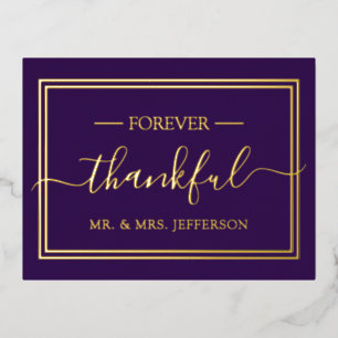 Modern Purple Wedding Mr. & Mrs. Thank You Foil Invitation Postcard