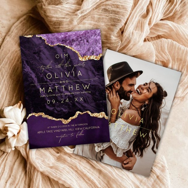   Modern Purple Wedding Photo Invitation  (Creator Uploaded)