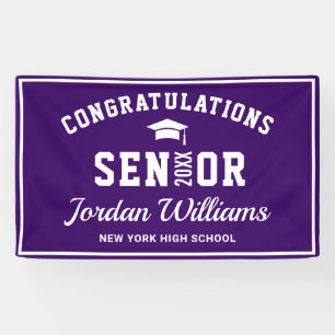 Modern Purple White 2024 Graduation Party Banner