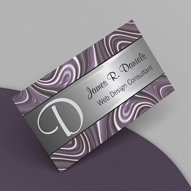Modern Purple White 3D Liquid Swirls Pattern Business Card (Creator Uploaded)