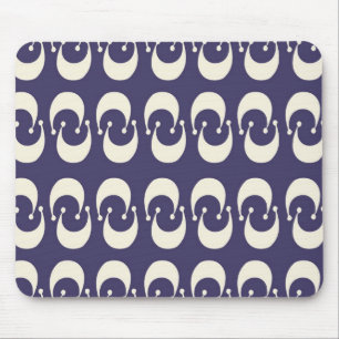 Modern Purple White Double Crescent Moon Pattern Mouse Mat
