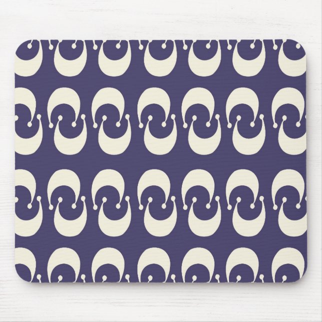Modern Purple White Double Crescent Moon Pattern Mouse Mat (Front)
